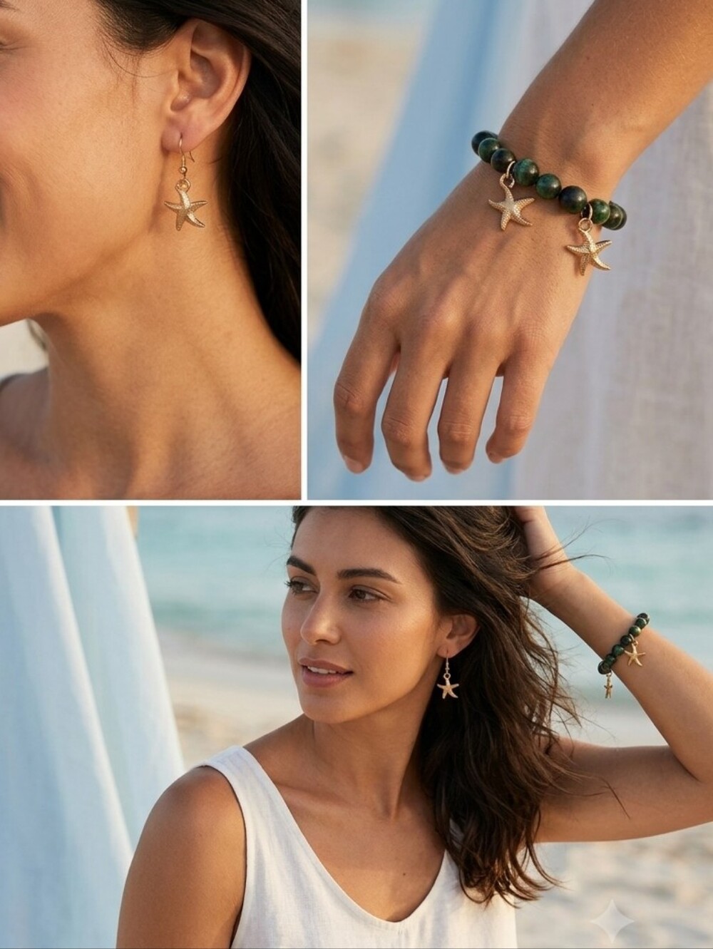 Handcrafted Green Tigers Eye Bracelet And Earring Set